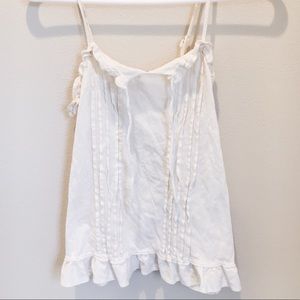 White Front Tie Ruffle Tank Top (Size M)